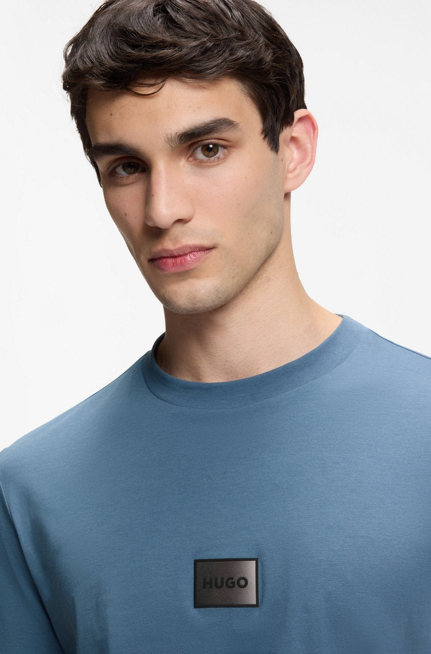 HUGO COTTON-JERSEY T-SHIRT WITH GRADIENT LOGO LABEL