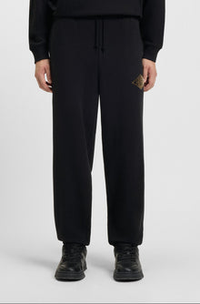 HUGO COTTON-TERRY TRACKSUIT BOTTOMS WITH EMBROIDERED LOGO