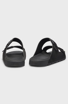 BOSS TWIN-STRAP SLIDES WITH BRANDED BUCKLES