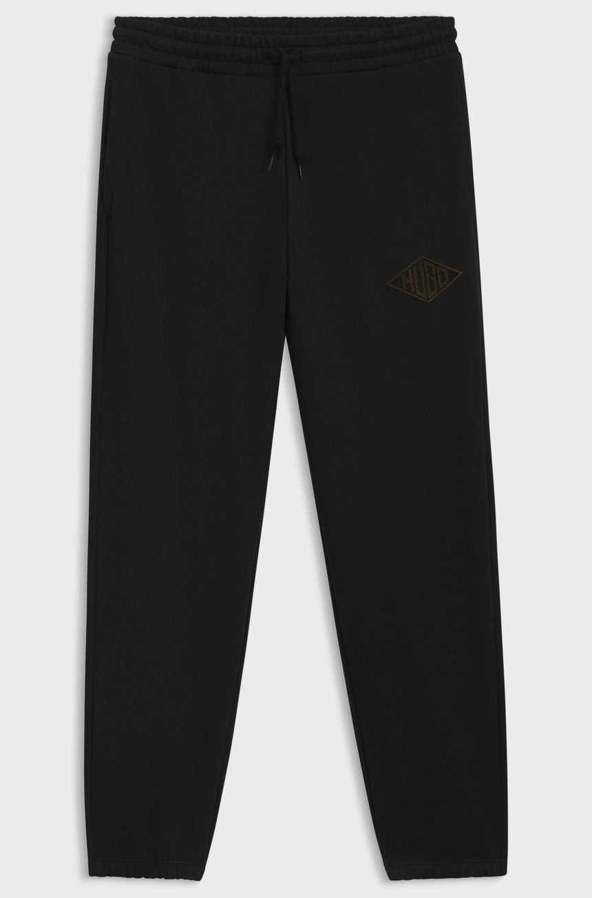HUGO COTTON-TERRY TRACKSUIT BOTTOMS WITH EMBROIDERED LOGO