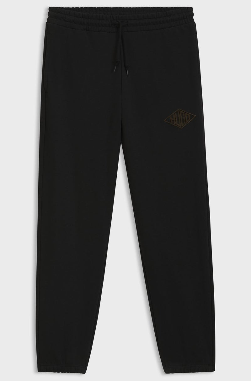 HUGO COTTON-TERRY TRACKSUIT BOTTOMS WITH EMBROIDERED LOGO
