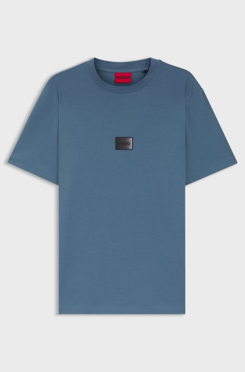 HUGO COTTON-JERSEY T-SHIRT WITH GRADIENT LOGO LABEL