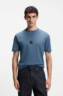 HUGO COTTON-JERSEY T-SHIRT WITH GRADIENT LOGO LABEL