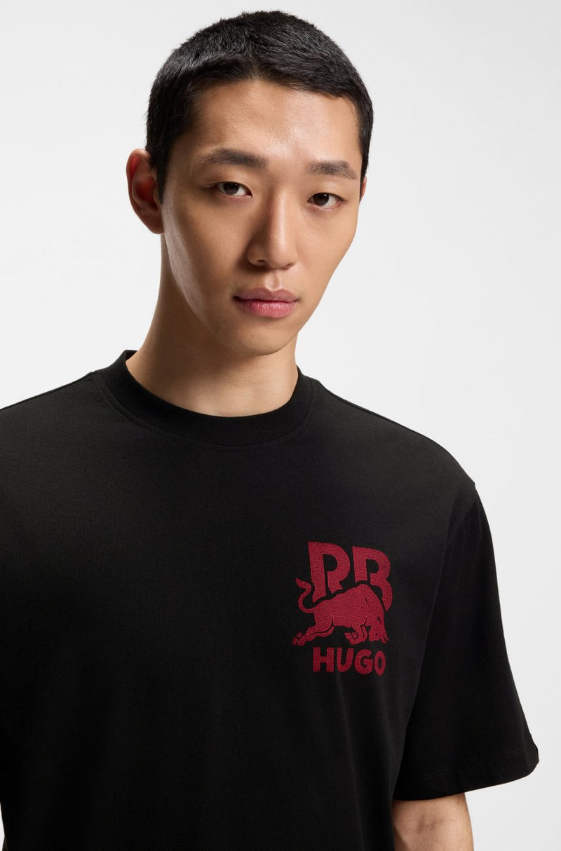 HUGO x RB RELAXED-FIT T-SHIRT WITH BULL MOTIF