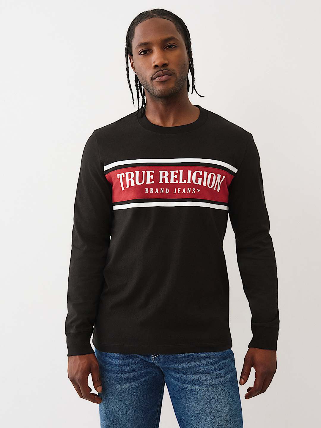 TRUE RELIGION-Three-Panel Long-Sleeved T-Shirt